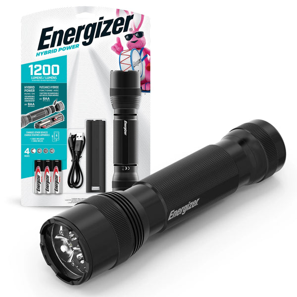 Energizer Hybrid Tactical LED Flashlight with 1200 Lumens and Rechargeable Battery Pack