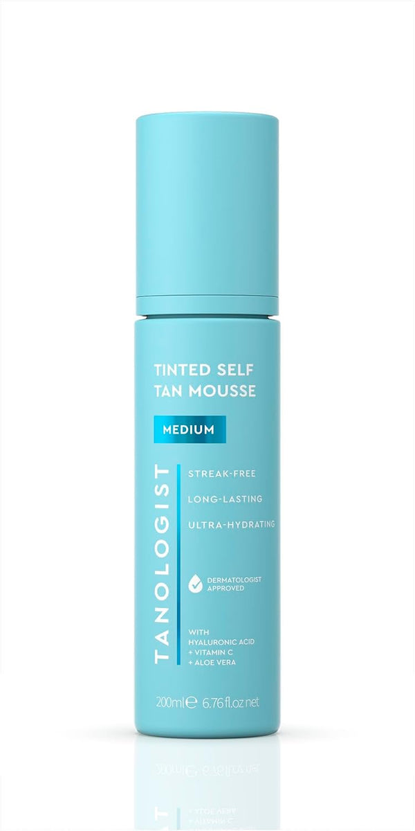 Tanologist Medium Self Tan Mousse, Tinted Self-Tanning Mousse, Streak-Free, Natural Glow, No Fake Tan Smell, Long Lasting, Clean Ingredients, 6.76 fl. oz/200 ml Bottle