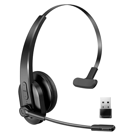 Bluetooth Headset, Wireless Headset with Noise Canceling Microphone