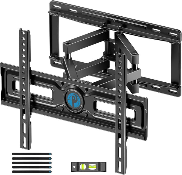 Pipishell TV Wall Mount, Full Motion Wall Mount with Dual Arms, Swivel, Extension for 26-65 inch Flat or Curved TVs up to 99 lbs, Max VESA 400x400mm, 3 Bracket Heights, Fits 12″/16″ Wood Studs, PIMF4