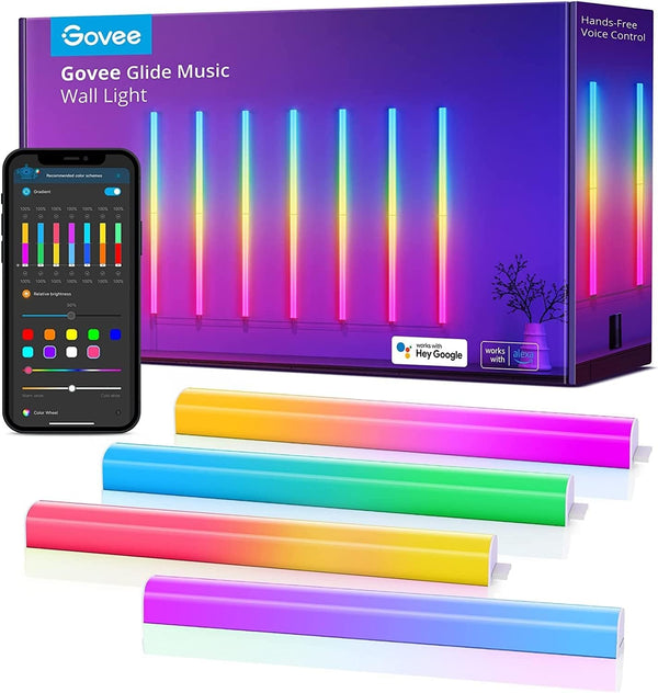 Govee Music Wall Light, Glide Wall Light, Music Sync, WiFi RGBIC LED Lightbar, Multicoloured, Works with Alexa and Google Assistant, Pack of 14, Christmas Decoration [Energy Class G]
