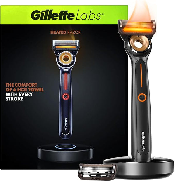 GilletteLabs Heated Razor Starter Kit - 1 Handle, 2 Blade Refills, 1 Charging Dock