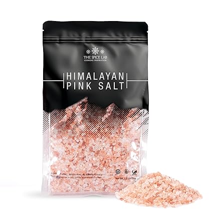 The Spice Lab Himalayan Salt - Coarse 2.2 Lb / 1 Kilo - Pink Himalayan Salt is Nutrient and Mineral Dense for Health - Gourmet Pure Crystal - Kosher & Natural Certified