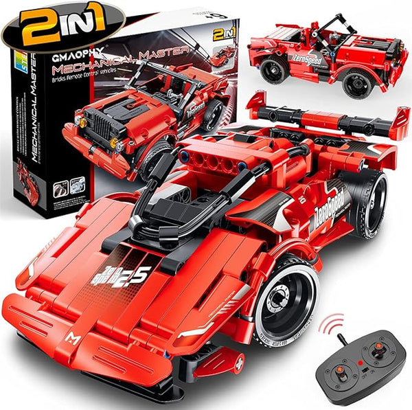 2-in-1 Remote Control STEM Building Car Kit for Kids – 351 Pieces