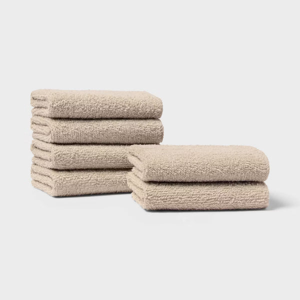 PureHaven Home 6-Pack Terry Washcloth Set – Soft, Lightweight Bath Towels