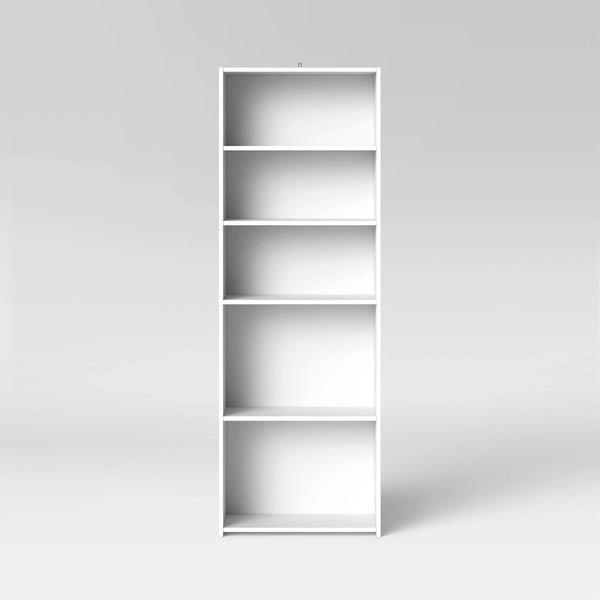 5 Shelf Bookcase White - Room Essentials™: Modern Style, Wood Composite, Open Shelving, 71.18" Tall