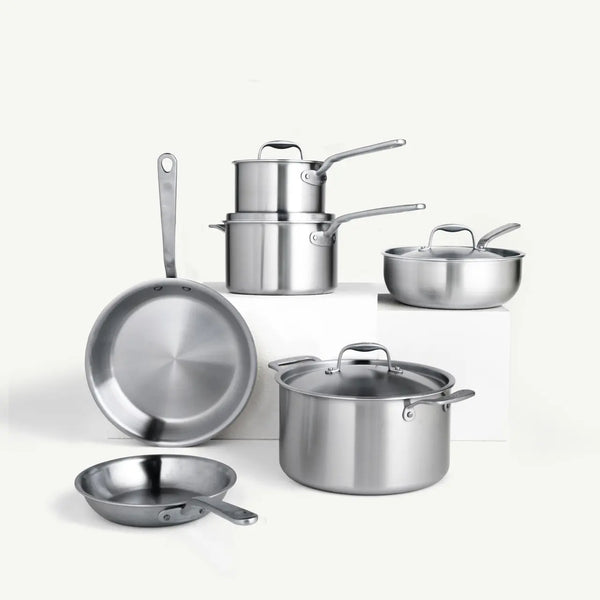 10-Piece Premium Stainless Steel Cookware Set – 5-Ply Professional Grade